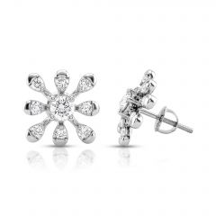 Flower Cluster Lab Grown Diamond Stud Earrings