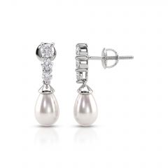 Pearl Drop Lab Grown Diamond Trio Earrings