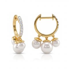 Pearl Charm Hoop Earrings