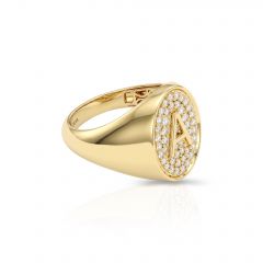 Signet Initial Lab Grown Diamond Ring