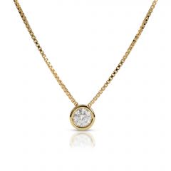 Round Bezel Solitaire Lab Grown Diamond Necklace
