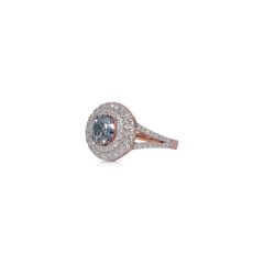14K Kyte Rose Gold Aquamarine and Diamond Halo Ring