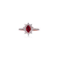 14K Kyte Ruby and Diamond Halo Ring